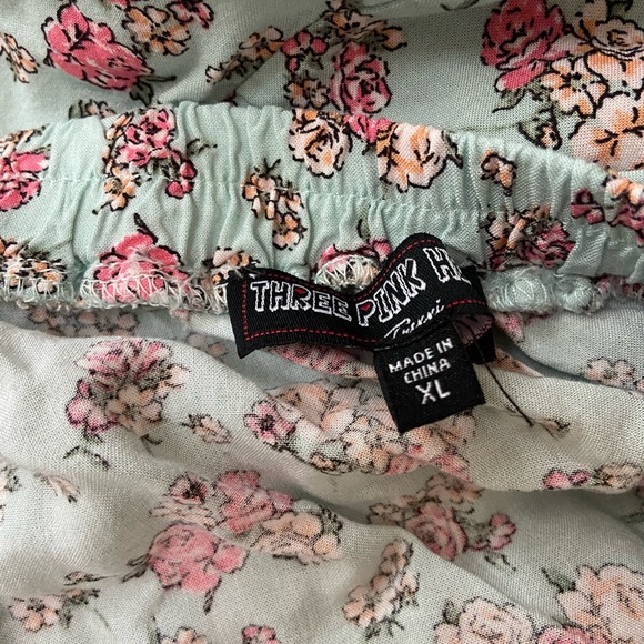 Three Pink Hearts Green Ruffled A-line Sundress - Picture 3 of 4